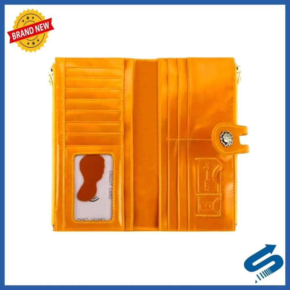 Slim Leather RFID Blocking Wallet Clutch with 14 Card Slots